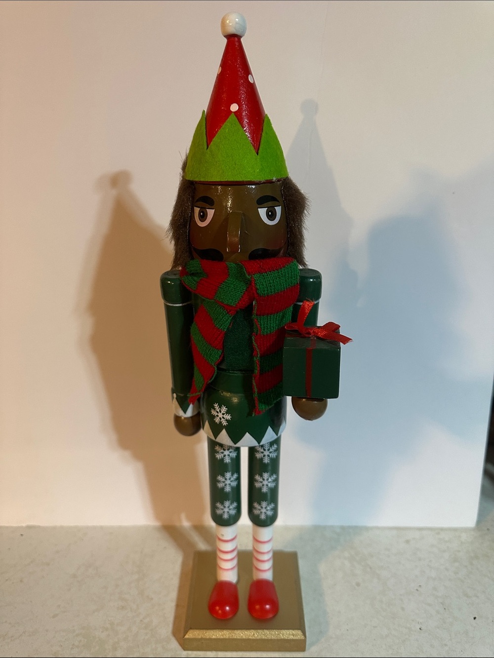 African American Holiday Nutcracker Figurine in Green and Red